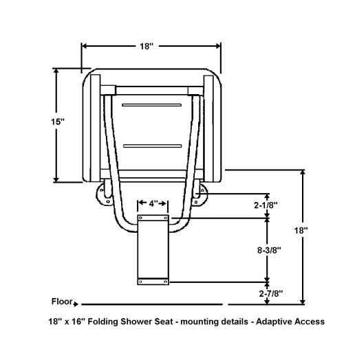 folding compact shower seat drawing dimensions