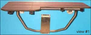 ADA approved folding shower seat with wood grain phenolic slats